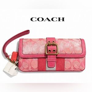 Coach vintage Pink tie dye metallic wristlet signature and suede, RARE!